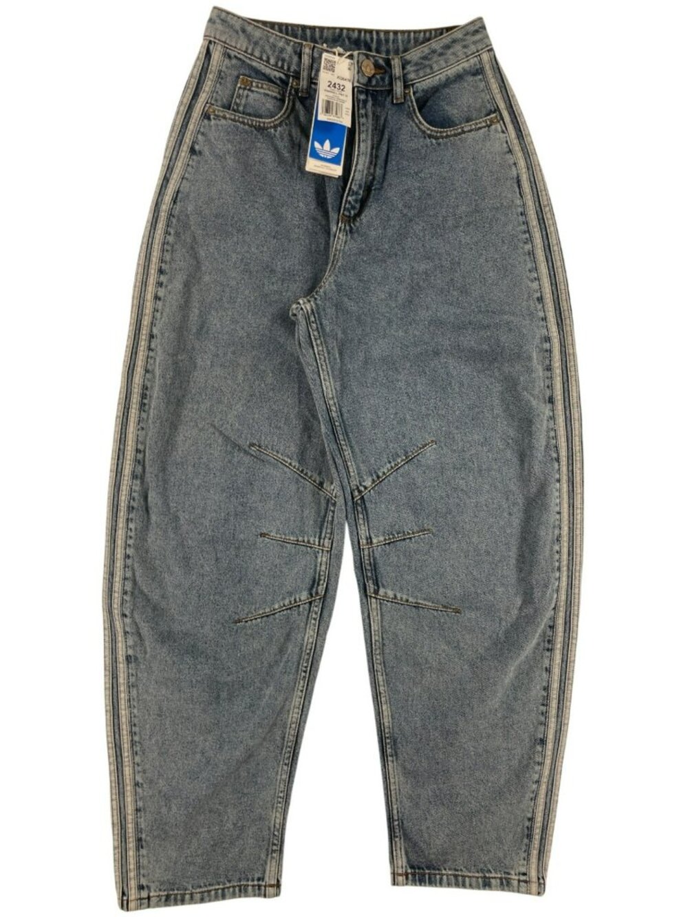 Adidas Denim Barrel Jeans Worn Blue Denim Cotton Women's Size 26x29 MSRP$110 NEW